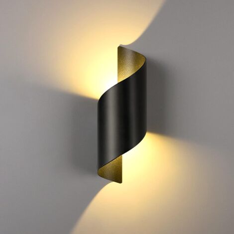 Applique Murale 10W Blanc Chaud, Applique Murale Moderne Intérieur/Extérieur, Eclairage Mural LED, Applique Murale Extérieure 3000K IP65 pour Jardin, Salon, Salle de Bain, Chambre, Noir [Classe énergé