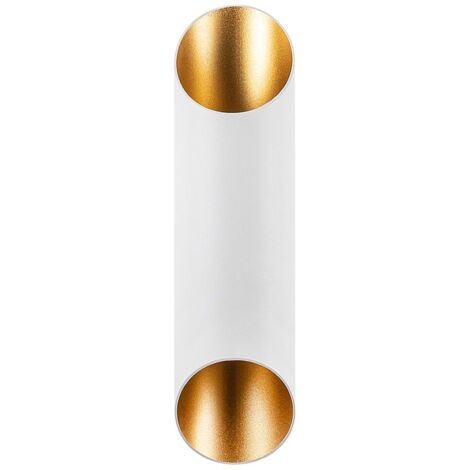 Applique murale 2 ampoules Rumble 30cm Métal Blanc et Or