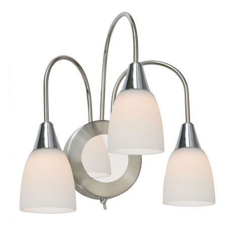 Applique murale 3 flammes Applique en verre opale LED lampe de salon, 3x5 watts 3x 420lm blanc chaud, H 31,5 cm,Wofi 4453.03.54.0000