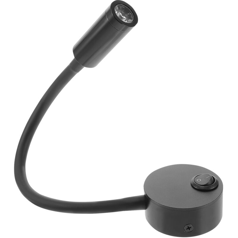 applique murale 3W LED flexible col de cygne lampe de chevet lampe de lecture prise murale cylindre sans ligne (noir)