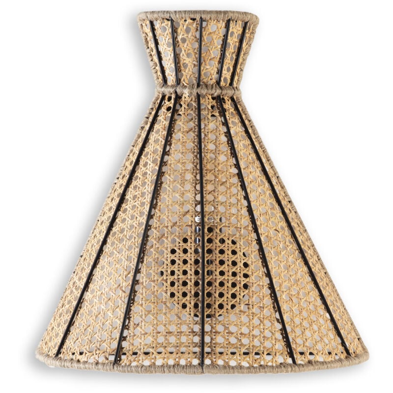 Applique 42x20x43 Métal Noir/Rotin Naturel