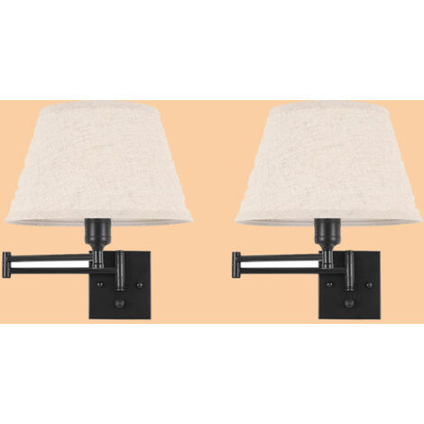 Applique murale à brancher, applique à bras articulé, câblage direct (lot de 2 sans ampoule)