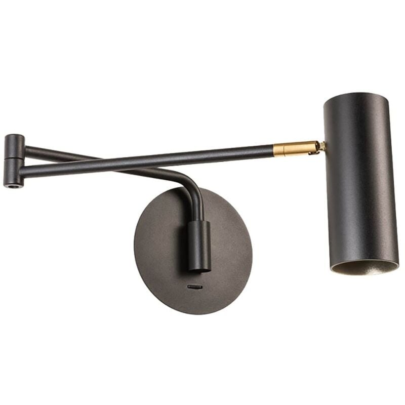 Applique murale à bras réglable redo group pivot 01-2369 2368 gu10 led applique moderne, finition métal noir