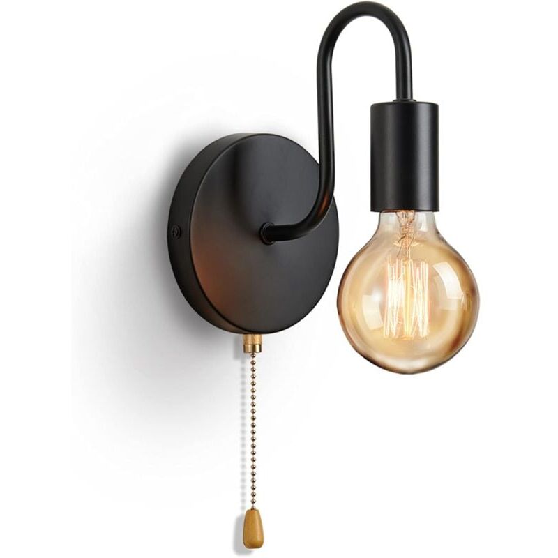 Forehill - Applique murale à douille E27 avec interrupteur, applique murale rétro à douille standard E27 adaptée au salon, à la chambre à coucher,