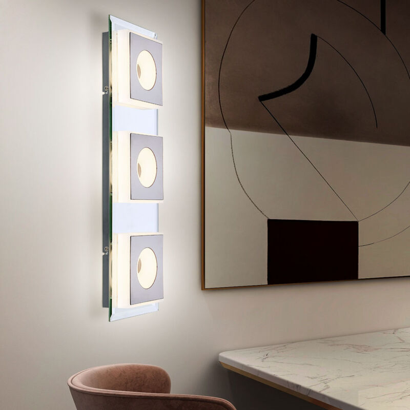 Applique intérieur led moderne éclairage indirect salon applique murale couloir et escalier, miroir, nickel acrylique mat satiné, 3x 6W 245lm 3000K,