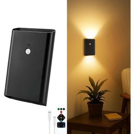 Applique murale à piles avec détecteur de mouvement : applique rechargeable, détecteur de mouvement pour éclairage de placard, éclairage magnétique pour escalier, applique sans fil pour usage intérieu