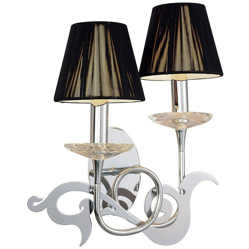 Inspired Mantra Acanto Applique murale 2 lumières E14, chrome poli avec abat-jour noirs