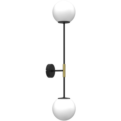 Applique murale allongée noire or 2 globes E27 Luminex