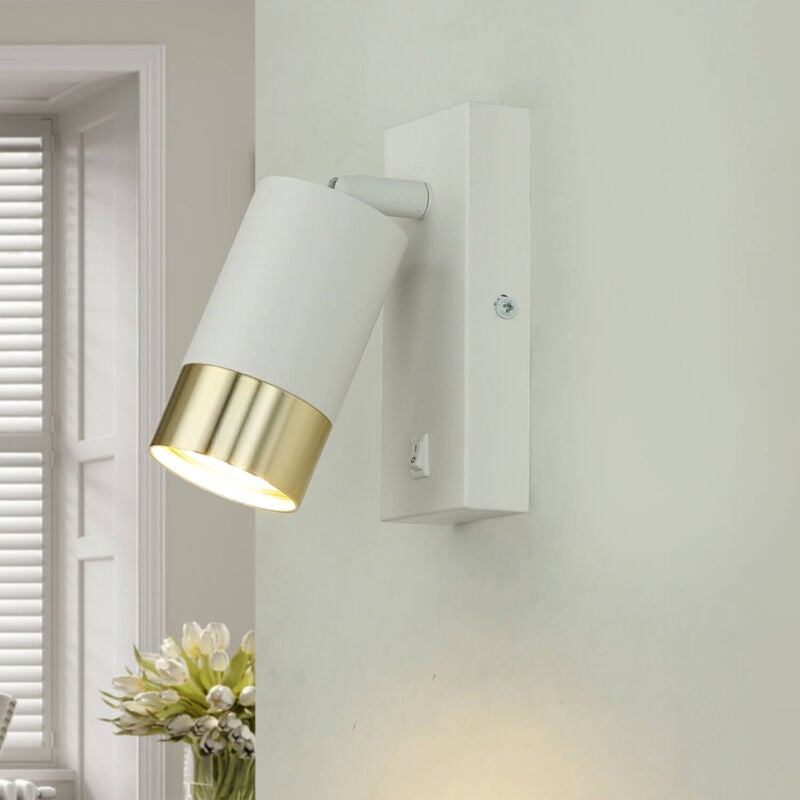 Applique murale aluminium GU10 orientable en spot doré blanc applique murale