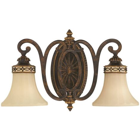 Applique murale aluminium moulé sous pression marron H 25,4 cm 2 flammes hall light