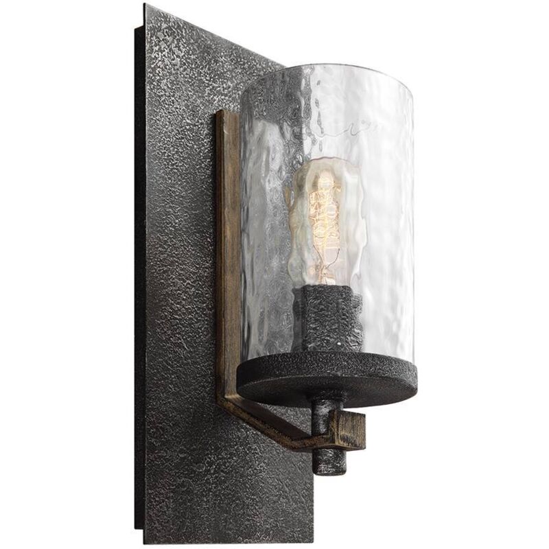 Elstead Wandlampe Wandleuchte Wohnzimmerlampe Grau 1 Flammig E27 Glasschirm H 33 Cm