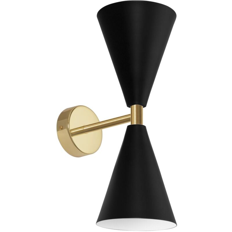 Toolight - applique murale APP1140-2W noir or métal E27 2-POINTS de lumière