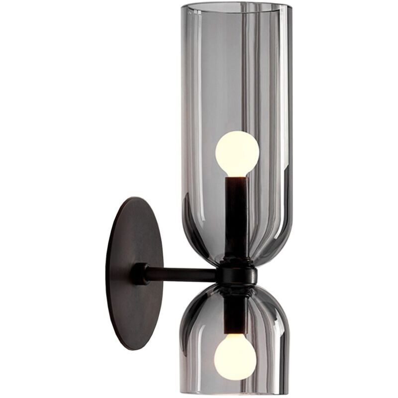 Applique murale APP1208-2W noir métal verre E14 1-POINTS de lumière