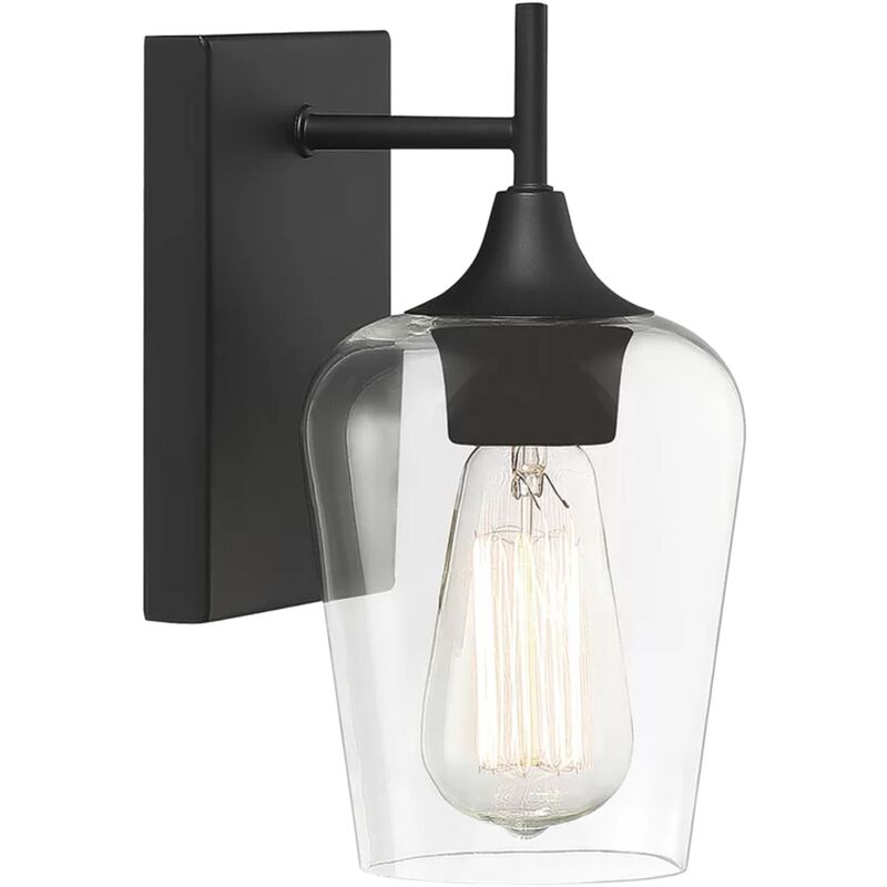 Applique murale APP1233-1W noir métal verre E27 1-POINTS de lumière