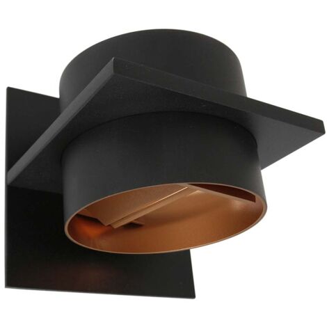 Applique murale applique chambre à coucher 1 lampe ronde vers le bas noir LED L 14 cm