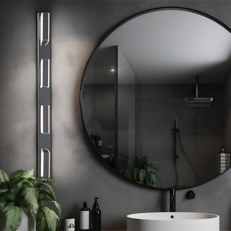 Applique murale applique couloir lampe salon argent commutable chambre, métal acrylique finition satinée, 1x led 3000K, LxH 68x5 cm