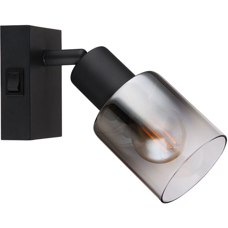 Applique murale applique couloir lumière chambre lampe métal verre couleur fumée