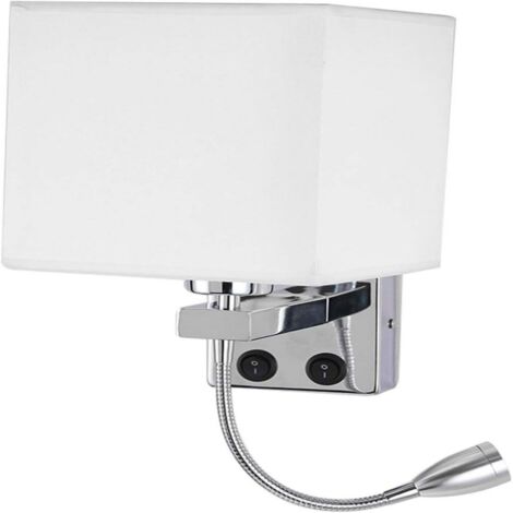Applique Murale - Applique de Chevet à LED avec Col de Cygne Réglable - Interrupteurs Doubles - Port USB Intégré - Prise E27 - Pour Chambre ou Salon - 1 Pièce