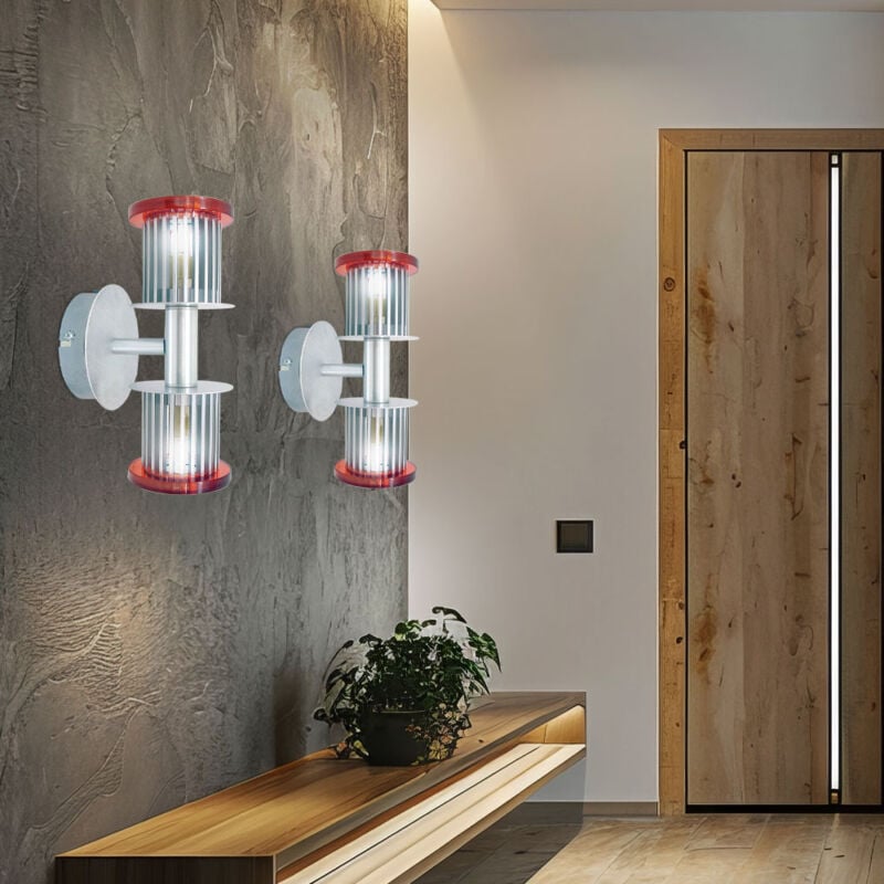 Globo Lighting - Applique murale applique de couloir lampe de salle de bain lampe de chambre lampe de salon, haut et bas 2 ampoules, verre argent