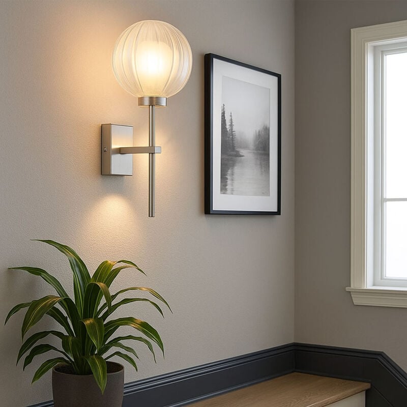 Applique murale applique de salon lampe de couloir lampe de couloir métal nickel mat