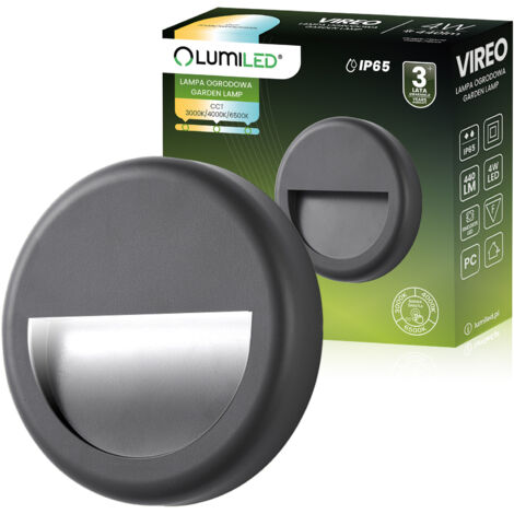 Applique murale/applique d'escalier extérieure pour jardin, façade, LED 4W IP65 VIREO LUMILED, température de couleur 3000-6500K
