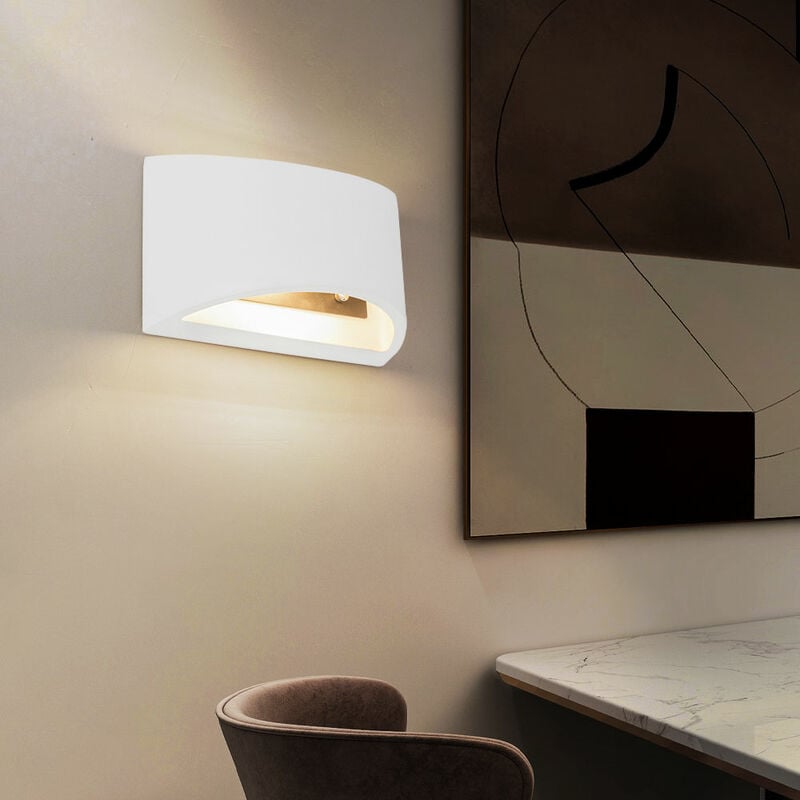 Applique murale applique intérieure moderne appliques haut et bas salon plâtre à peindre, blanc, 1x G9, LxH 20x12 cm