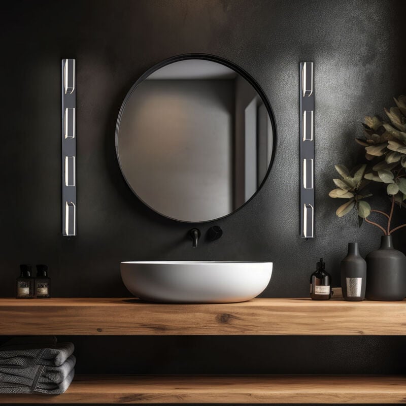 Applique murale applique lampe de couloir lampe de salon argent chambre à coucher, métal acrylique, 1x led 3000K, LxH 68x5 cm, lot de 2