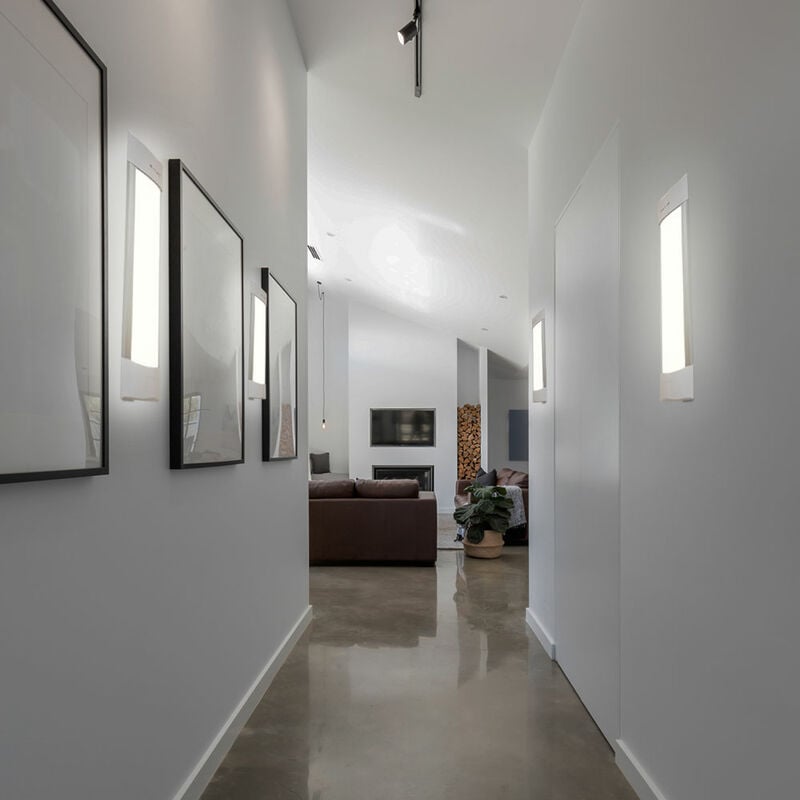 Applique murale applique lampe de couloir lampe d'escalier lampe de salon, blanc, led 10W 1200Lm blanc chaud, LxPxH 30x7,4x2,4cm, lot de 4