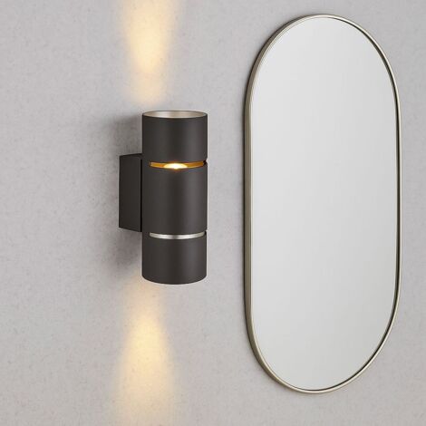 Applique murale applique lampe spot LED lampe de salon miroir avec fonction UP DOWN, métal noir, 1x LED 1x 9W 1x 800 lm, HxL 20x8 cm