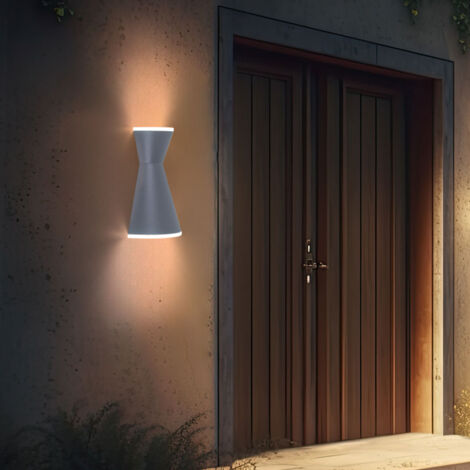 Applique murale applique maison applique extérieure lumière terrasse, haut & bas IP44, verre satiné, 3x LED 2,5W 180Lm 3000K, LxH 16x23,5 cm