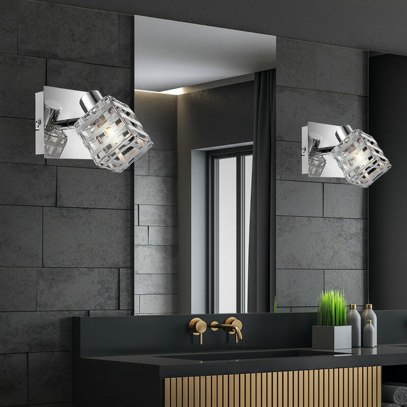Applique murale applique murale argent orientable spot spot intérieur, écran en maille d'aluminium, HxLxP 12,5 x 9 x 11 cm, lot de 2 Applique murale applique murale argent orientable spot spot intérieur, écran en maille d'aluminium, HxLxP 12,5 x 9 x 11 cm, lot de 2