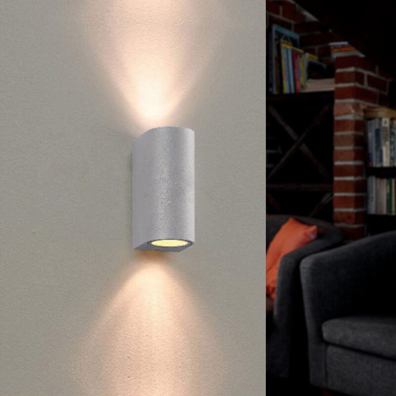 Applique Murale Argent LED IP44 double faisceau GU10 - SILAMP