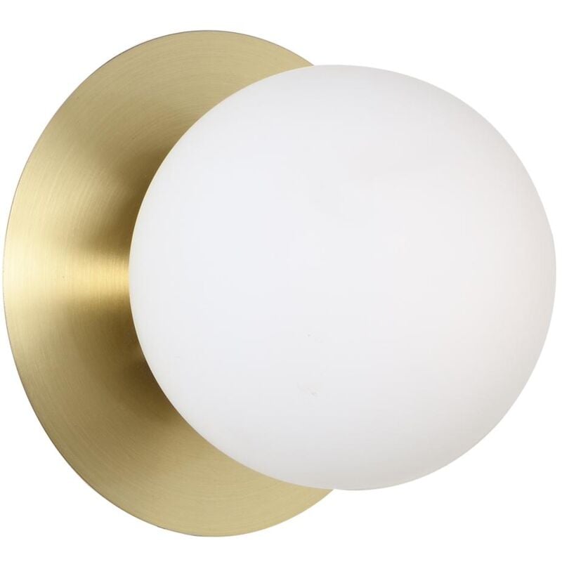 Vente-unique - Applique murale art déco en laiton brossé et verre - h. 16 x l. 16 cm - galena