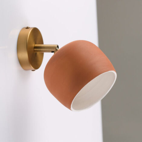Applique murale articulée en terracotta – Abat-jour céramique tourné à la main – Hauteur 10 cm – Profondeur 18 cm – Fabrication française – Millumine