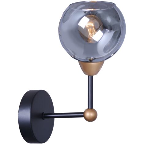 Applique murale Assaria Polux noir/or verre E14 1-lumière