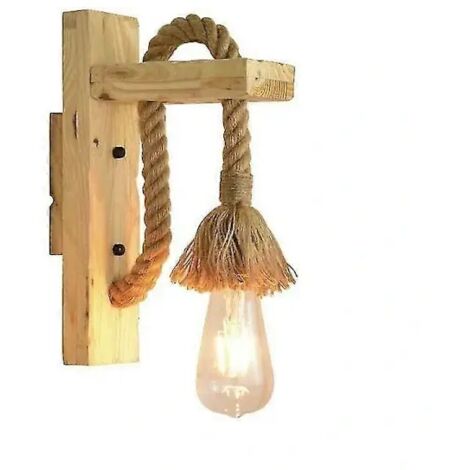 Applique murale au design rétro, en corde de chanvre et de bois, lampe de chevet pour couloir d'hôtel, applique murale d'intérieur, applique murale en corde c