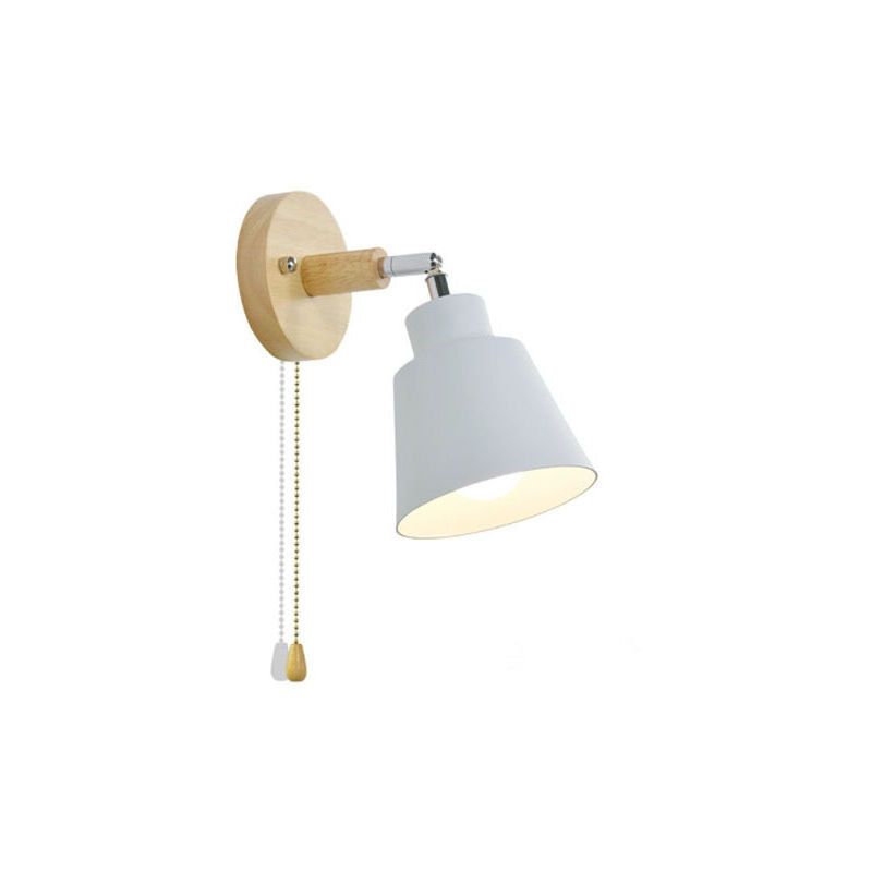 Applique Murale Avec Interrupteur à Tirette Rotation Libre à 350° Lampe De Chevet RéTro Moderne Applique En Bois E27 Applique Murale Interieur
