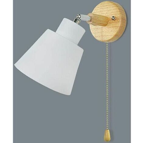 Applique Murale Avec Interrupteur à Tirette Rotation Libre à 350° Lampe De Chevet RéTro Moderne Macaron Applique En Bois E27 Applique Murale Interieur Convient Pour Salon Et Chambre（Blanc）