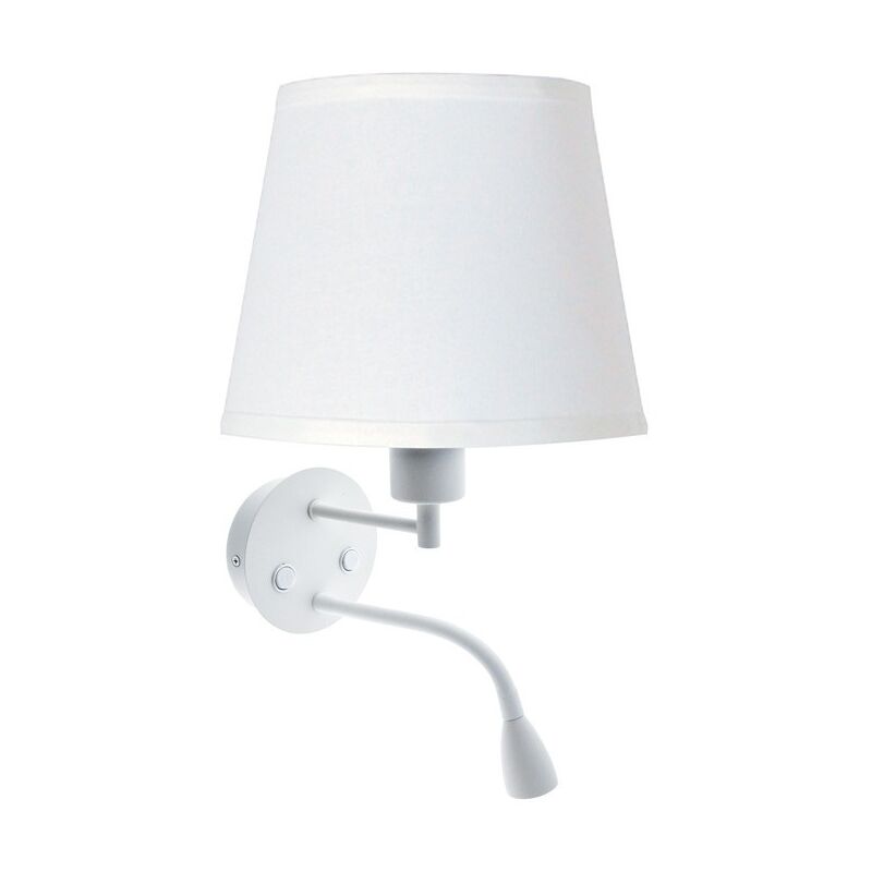 Applique murale 'pair' E27 avec liseuse led 3W - Blanc