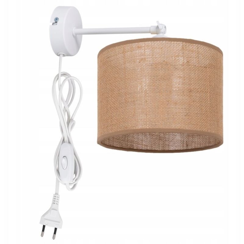 Applique murale avec prise LED et abat-jour en jute