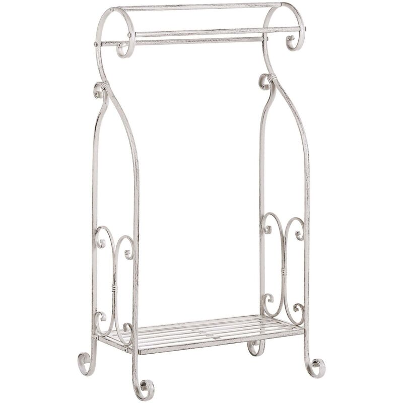 Porte Serviettes Design 3 Barres en Métal Blanc Ancien Aspect Retro et Chic pour Salle de Bain Contemporaine Beliani