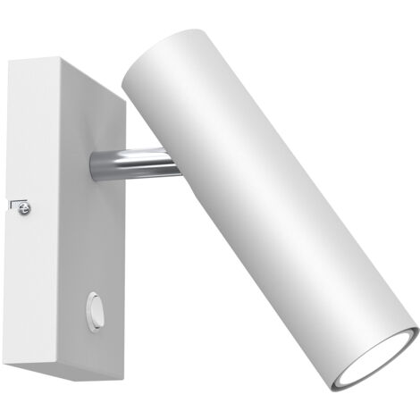 Applique murale blanche/chrome orientable, interrupteur GU10