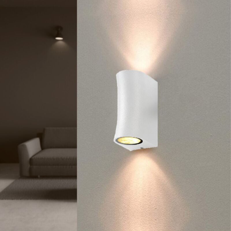 Applique Murale Blanche led IP44 pour 2 ampoules GU10 - silamp