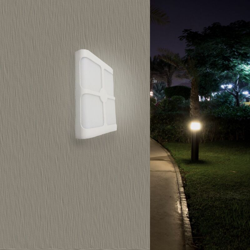 Applique Murale Blanche Rectangulaire IP44 LED 4 Faisceaux 18W - Applique Murale Blanche Rectangulaire IP44 LED 4 Faisceaux 18W -