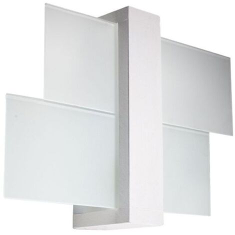 Applique Murale Bois 2 rectangles de Verre pour Ampoule E27 - Blanc - SILUMEN