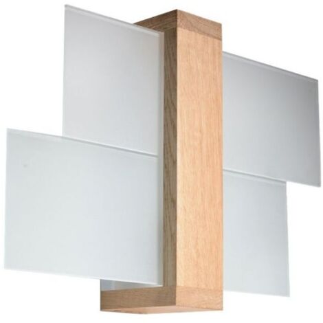 Applique Murale Bois 2 rectangles de Verre pour Ampoule E27 - Marron - SILUMEN