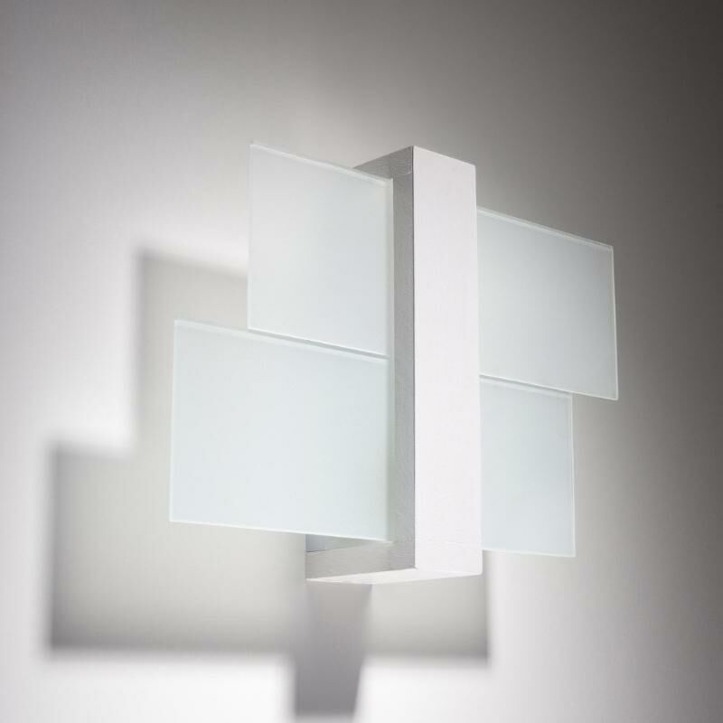 Sollux - Applique Murale Bois Blanc Rectangles de Verre pour Ampoule E27 - silamp