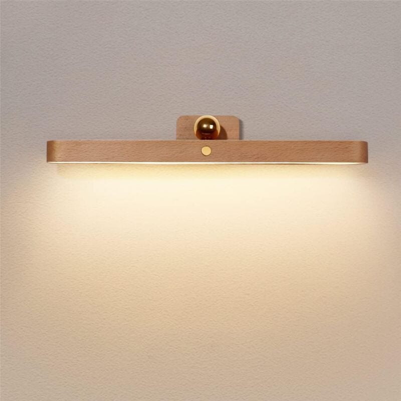 Jusch - Applique Murale Bois led Dimmable Avec Interrupteur Tactile Et Batterie Lampe Murale Veilleuse 360° Lampe Murale Rotative Pour Chambre Cuisine