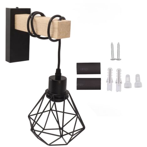 Applique Murale Cage Filaire Industriel Rustique avec Douille E27 E26, Lampe Murale Suspendue, Prise US 85‑265V Type B