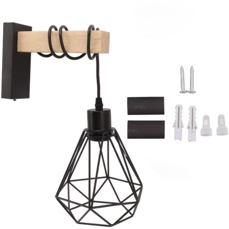 Applique Murale Cage Métallique Industrielle Rustique avec Douille E27/E26, Lampe Suspendue à Fixation Murale, Prise US 85‑265V Type C